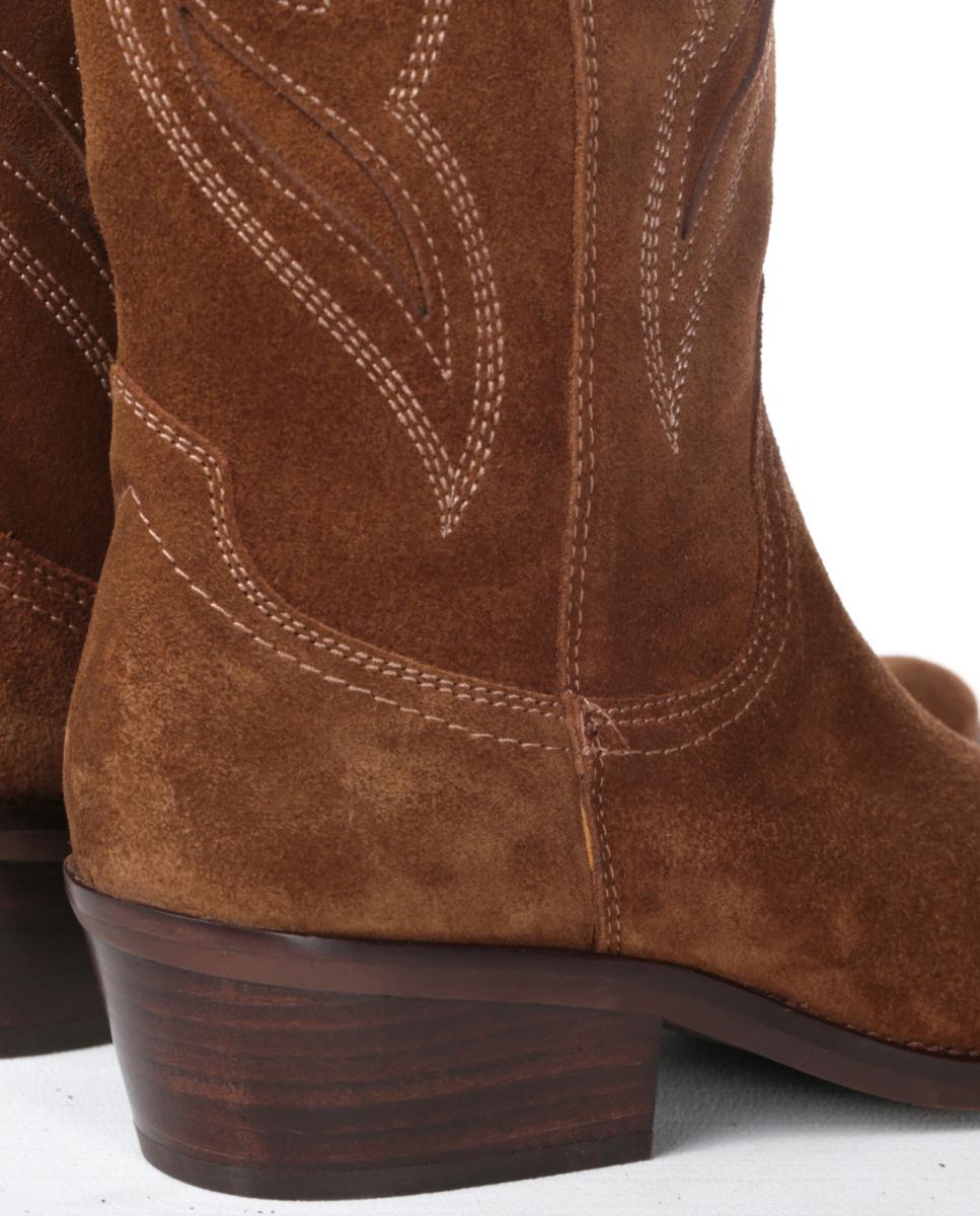 Botas cowboy mujer con bordados/calados en piel - Dakota Boots - Marrón topo Marrón topo-8