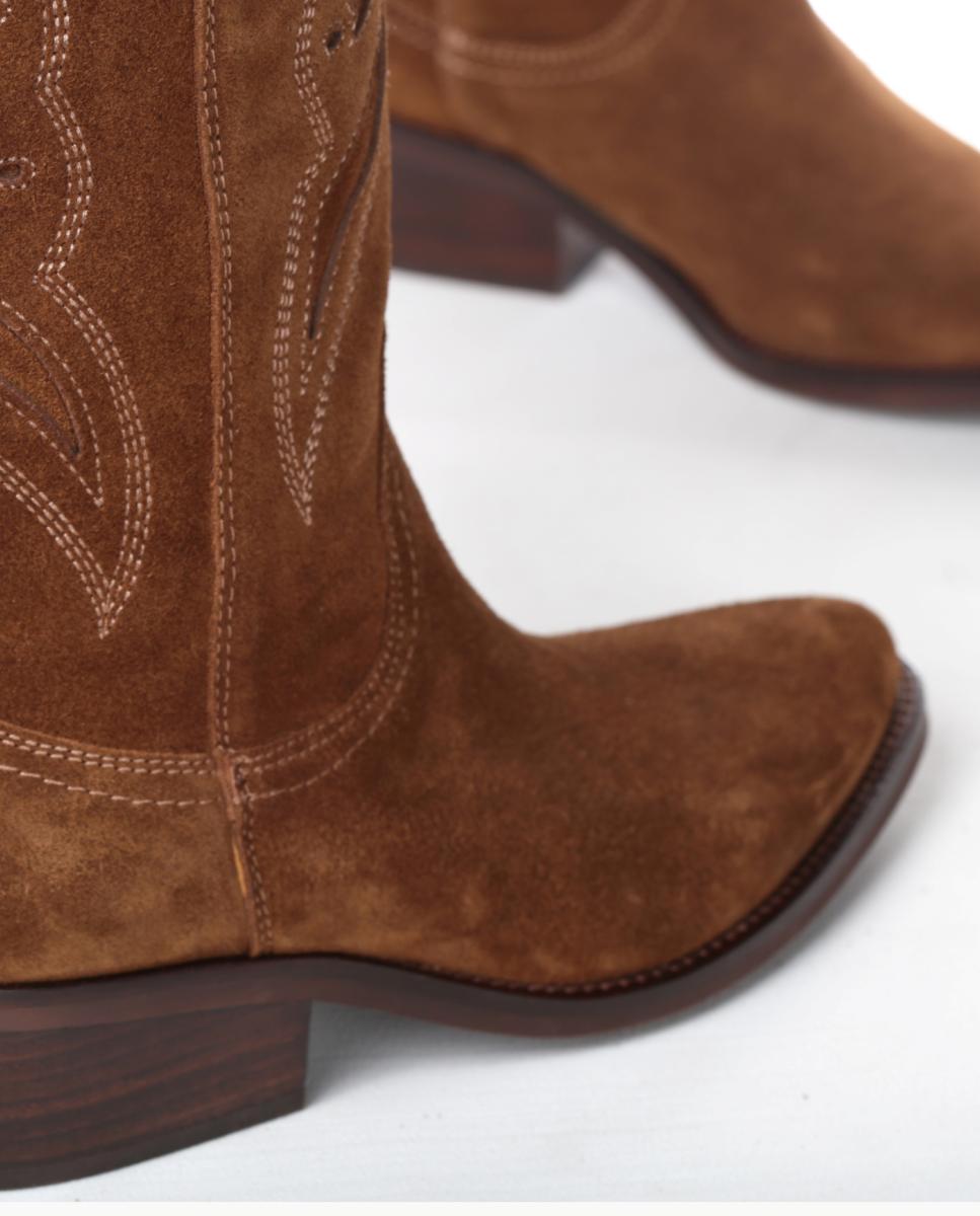 Botas cowboy mujer con bordados/calados en piel - Dakota Boots - Marrón topo Marrón topo-10