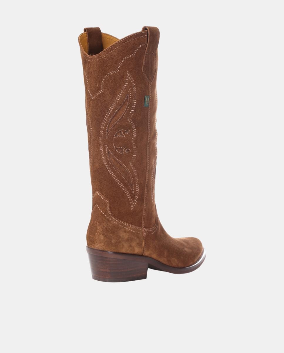 Botas cowboy mujer con bordados/calados en piel - Dakota Boots - Marrón topo Marrón topo-13
