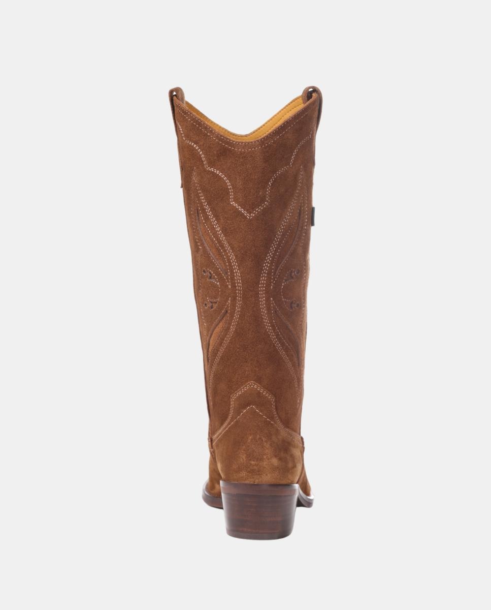 Botas cowboy mujer con bordados/calados en piel - Dakota Boots - Marrón topo Marrón topo-14