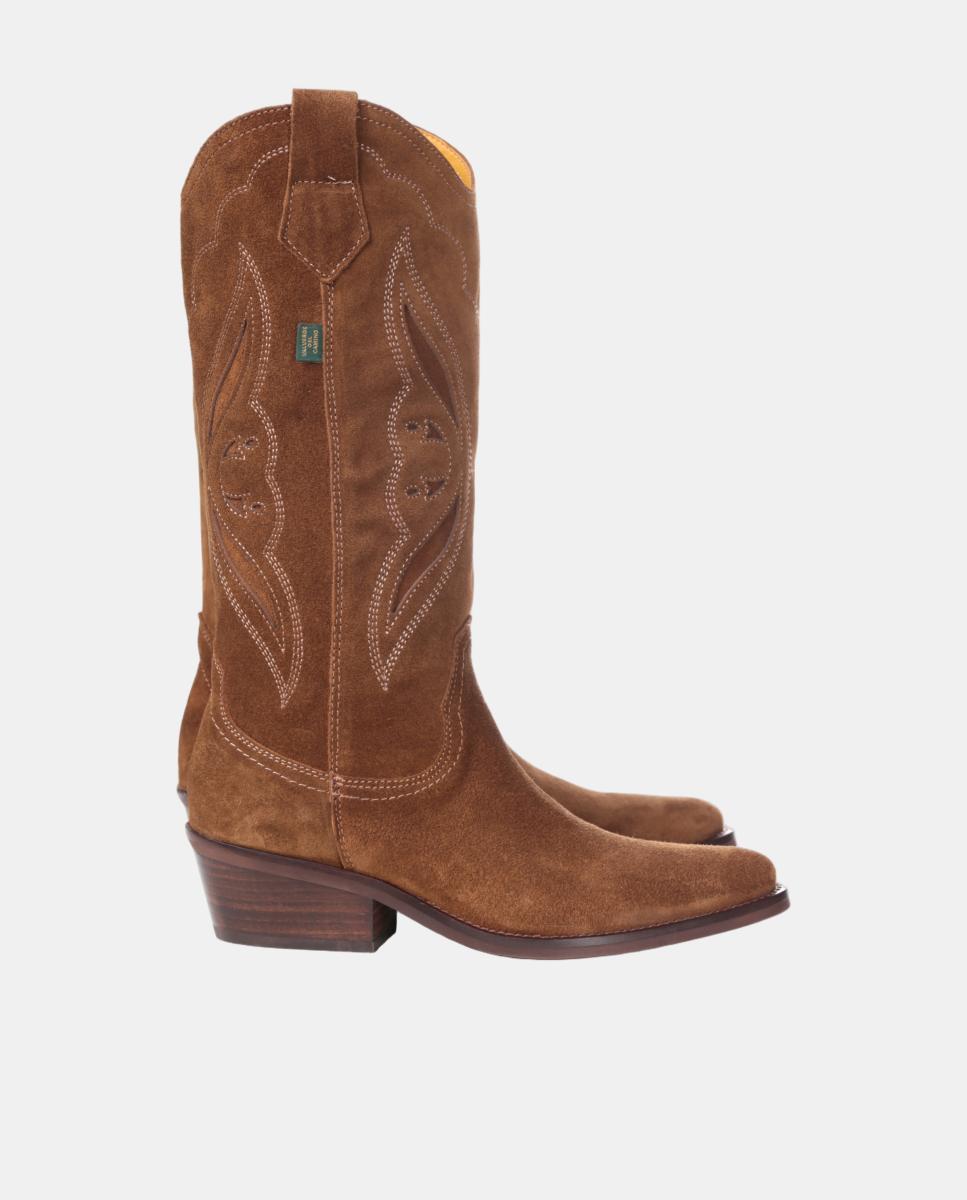 Botas cowboy mujer con bordados/calados en piel - Dakota Boots - Marrón topo Marrón topo-18
