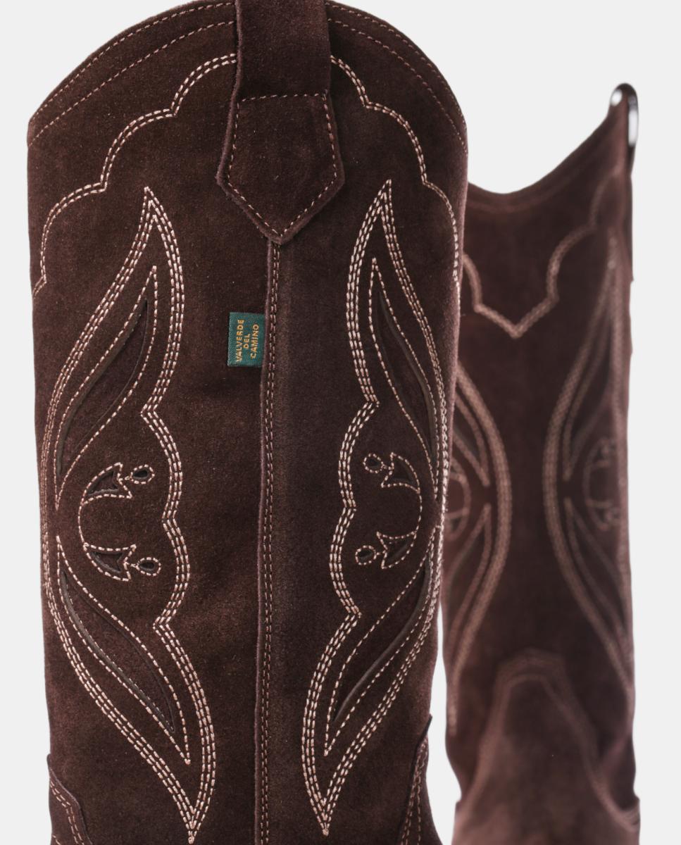 Botas cowboy mujer con bordados/calados en piel - Dakota Boots - Marrón oscuro Marrón oscuro-8