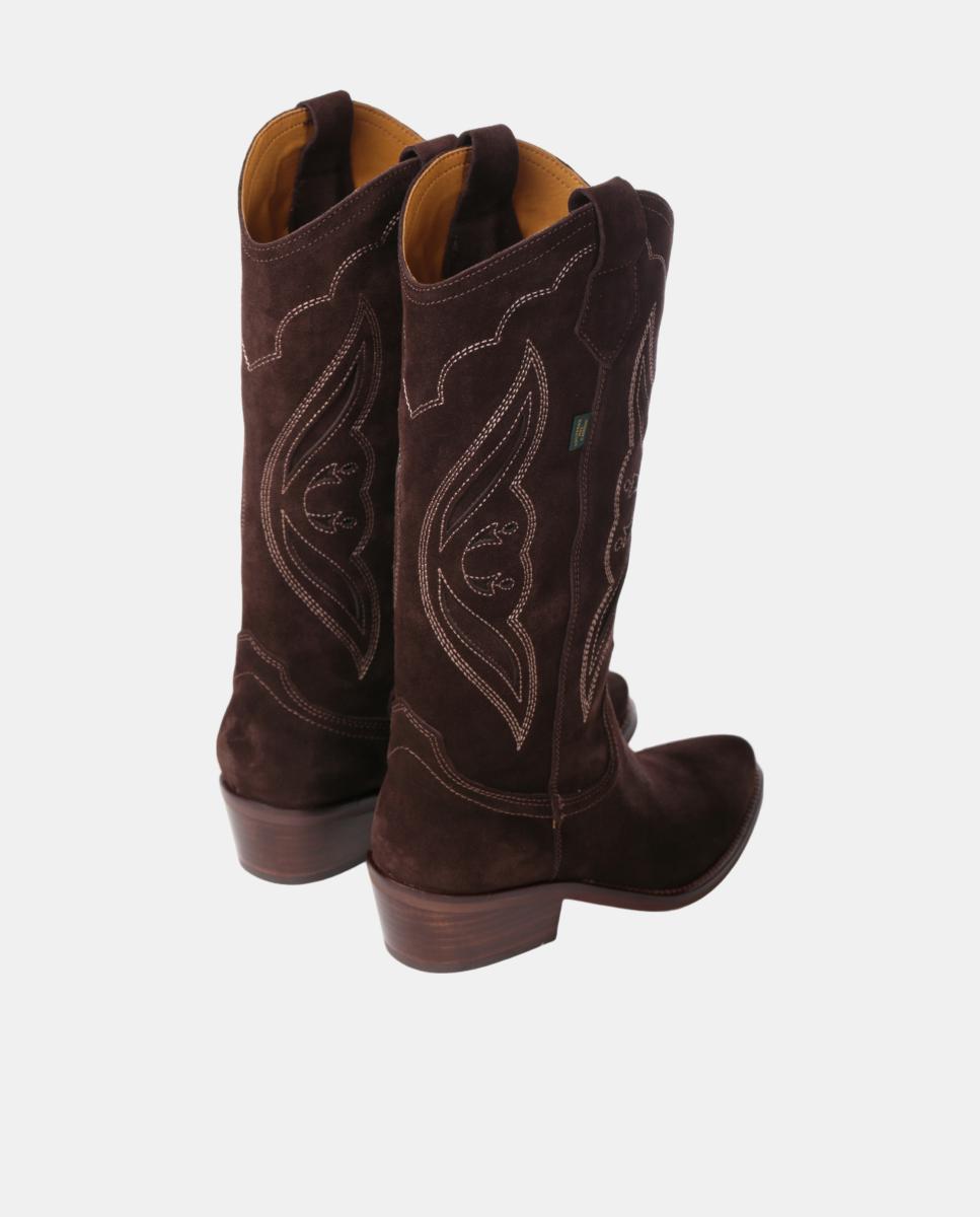 Botas cowboy mujer con bordados/calados en piel - Dakota Boots - Marrón oscuro Marrón oscuro-9