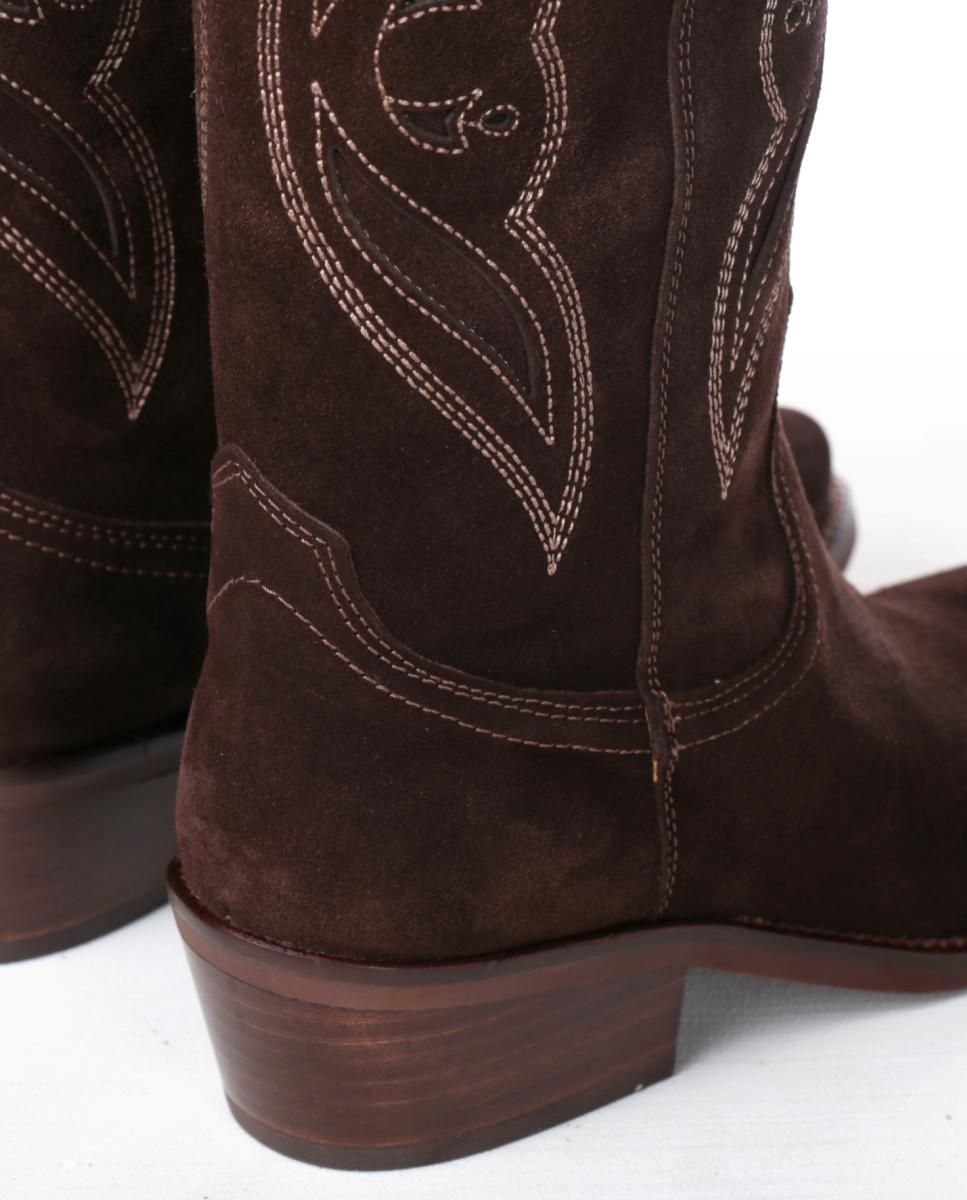 Botas cowboy mujer con bordados/calados en piel - Dakota Boots - Marrón oscuro Marrón oscuro-10