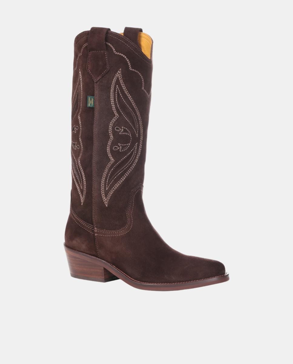 Botas cowboy mujer con bordados/calados en piel - Dakota Boots - Marrón oscuro Marrón oscuro-11