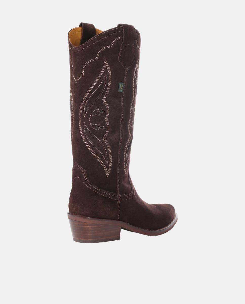 Botas cowboy mujer con bordados/calados en piel - Dakota Boots - Marrón oscuro Marrón oscuro-12