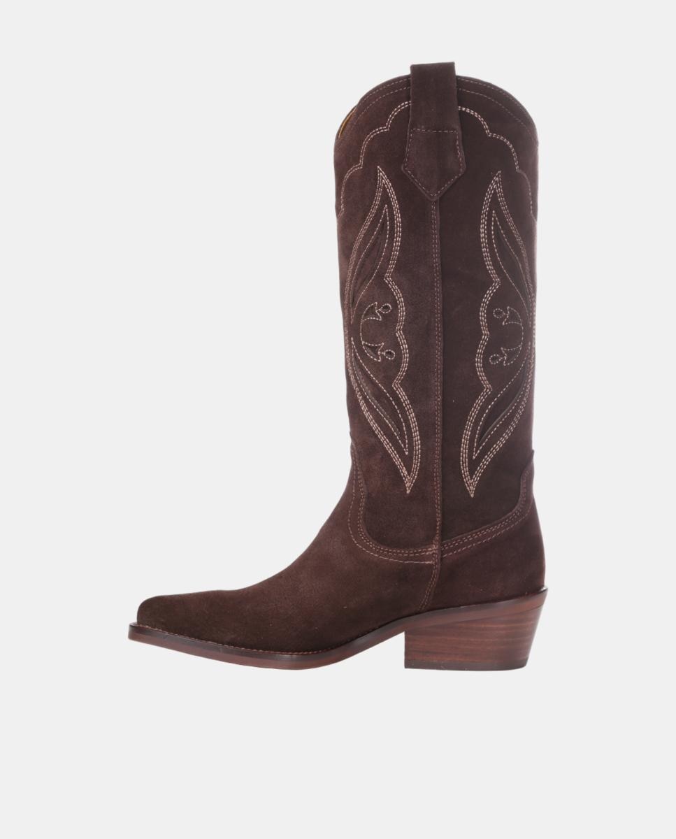 Botas cowboy mujer con bordados/calados en piel - Dakota Boots - Marrón oscuro Marrón oscuro-14