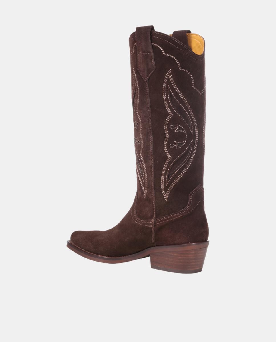 Botas cowboy mujer con bordados/calados en piel - Dakota Boots - Marrón oscuro Marrón oscuro-15