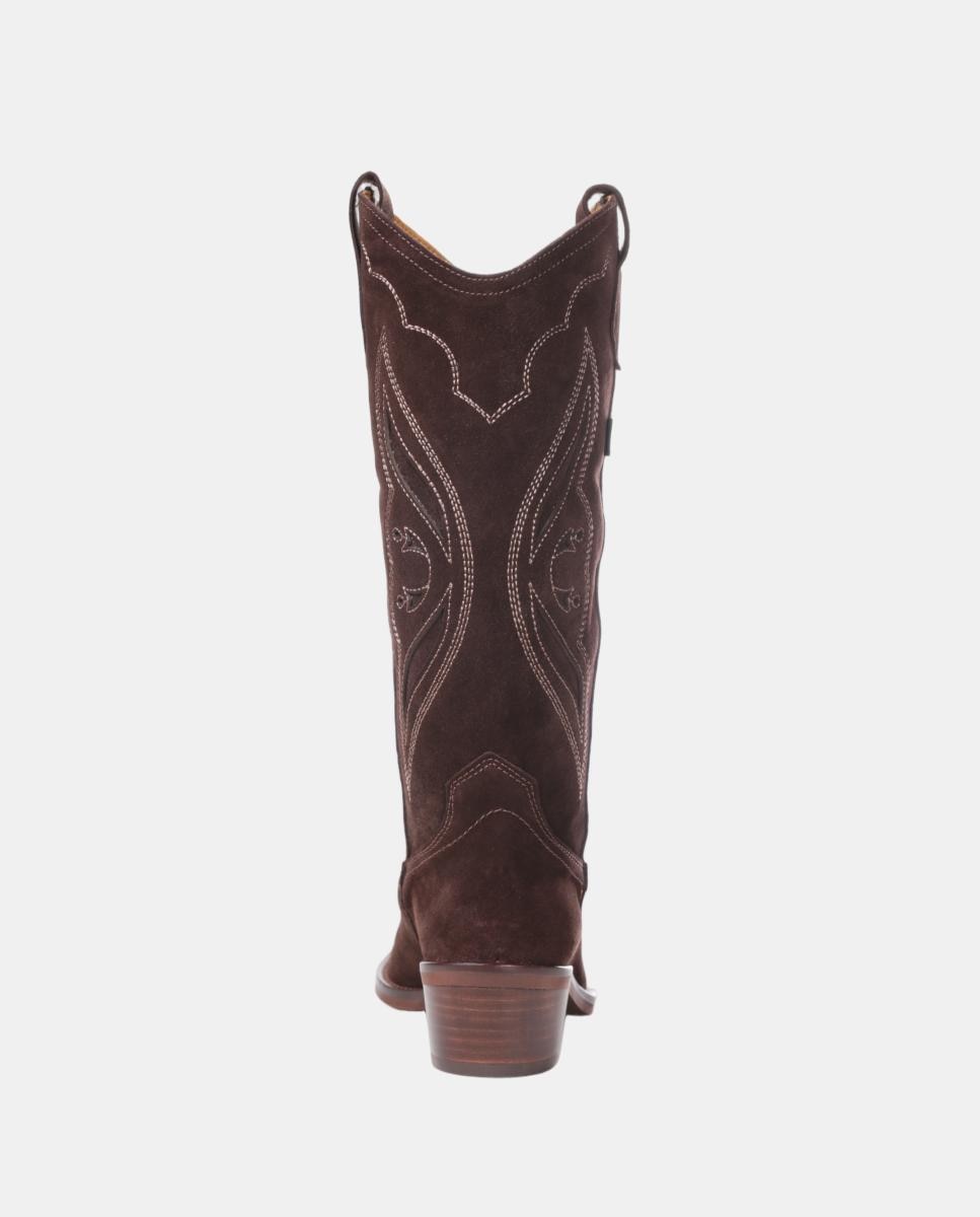 Botas cowboy mujer con bordados/calados en piel - Dakota Boots - Marrón oscuro Marrón oscuro-16