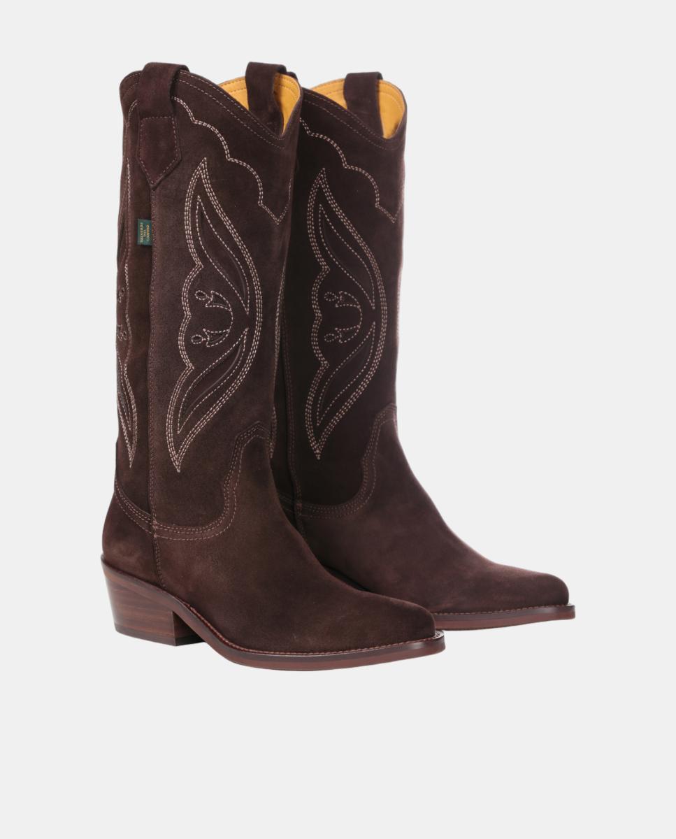 Botas cowboy mujer con bordados/calados en piel - Dakota Boots - Marrón oscuro Marrón oscuro-18