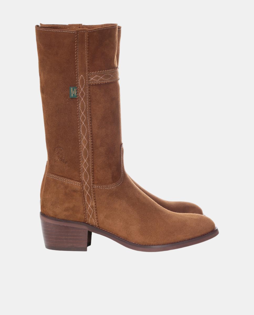 Bota campera mujer con bordados en tiras. - Dakota Boots - Marrón topo Marrón topo-4