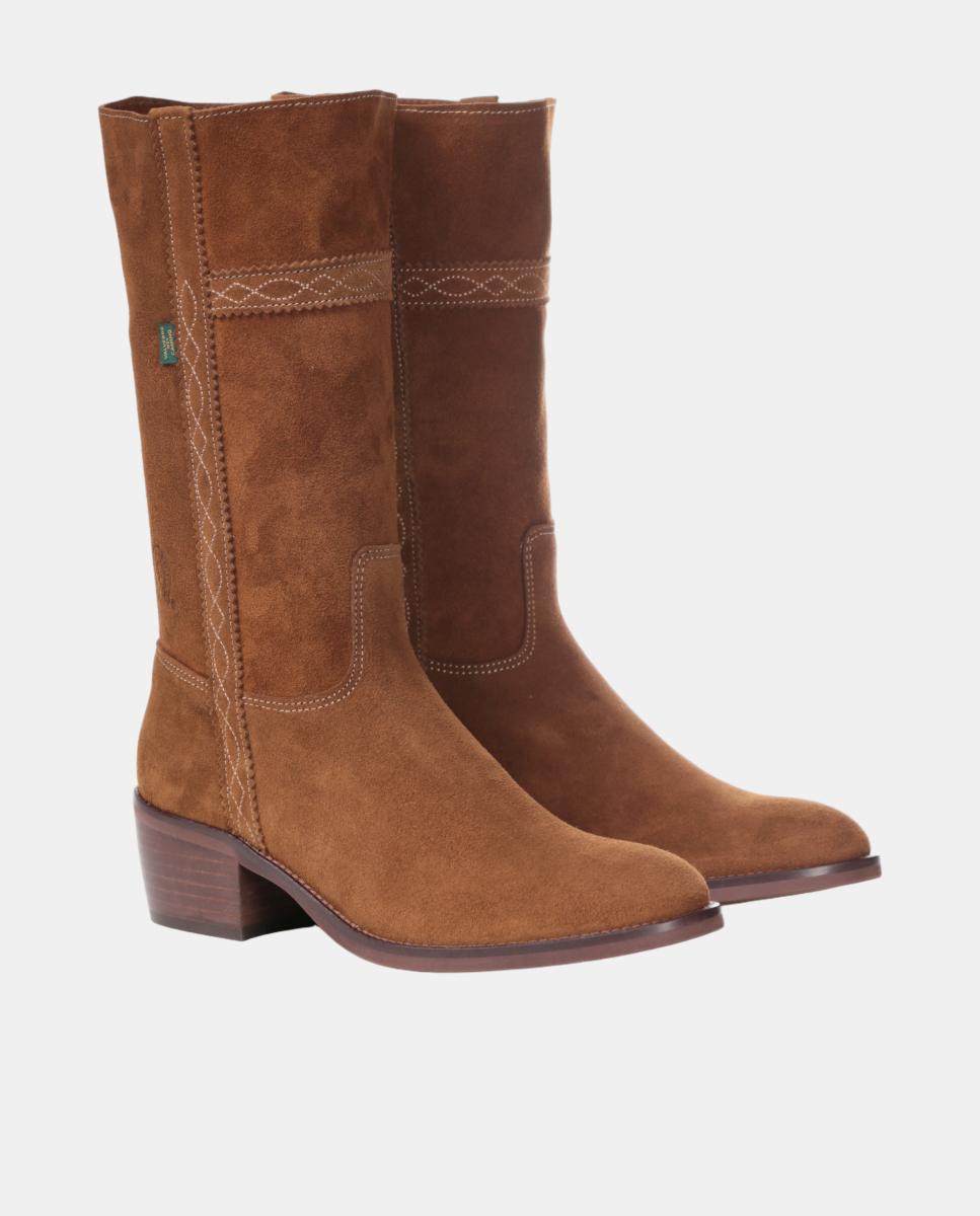 Bota campera mujer con bordados en tiras. - Dakota Boots - Marrón topo Marrón topo-5