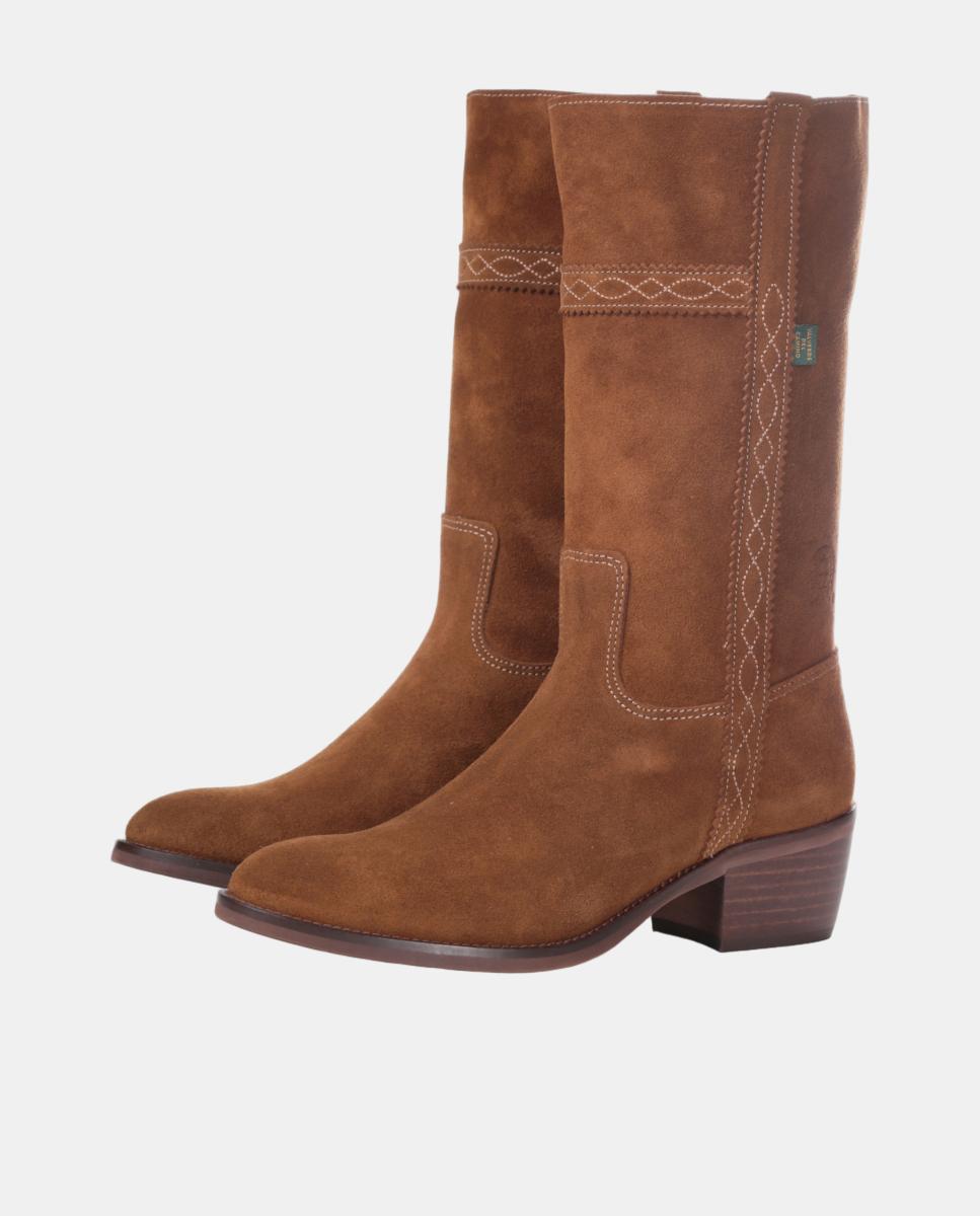 Bota campera mujer con bordados en tiras. - Dakota Boots - Marrón topo Marrón topo-6