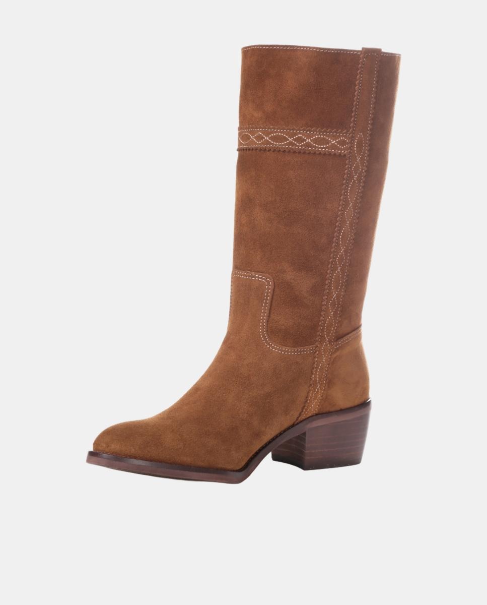 Bota campera mujer con bordados en tiras. - Dakota Boots - Marrón topo Marrón topo-14