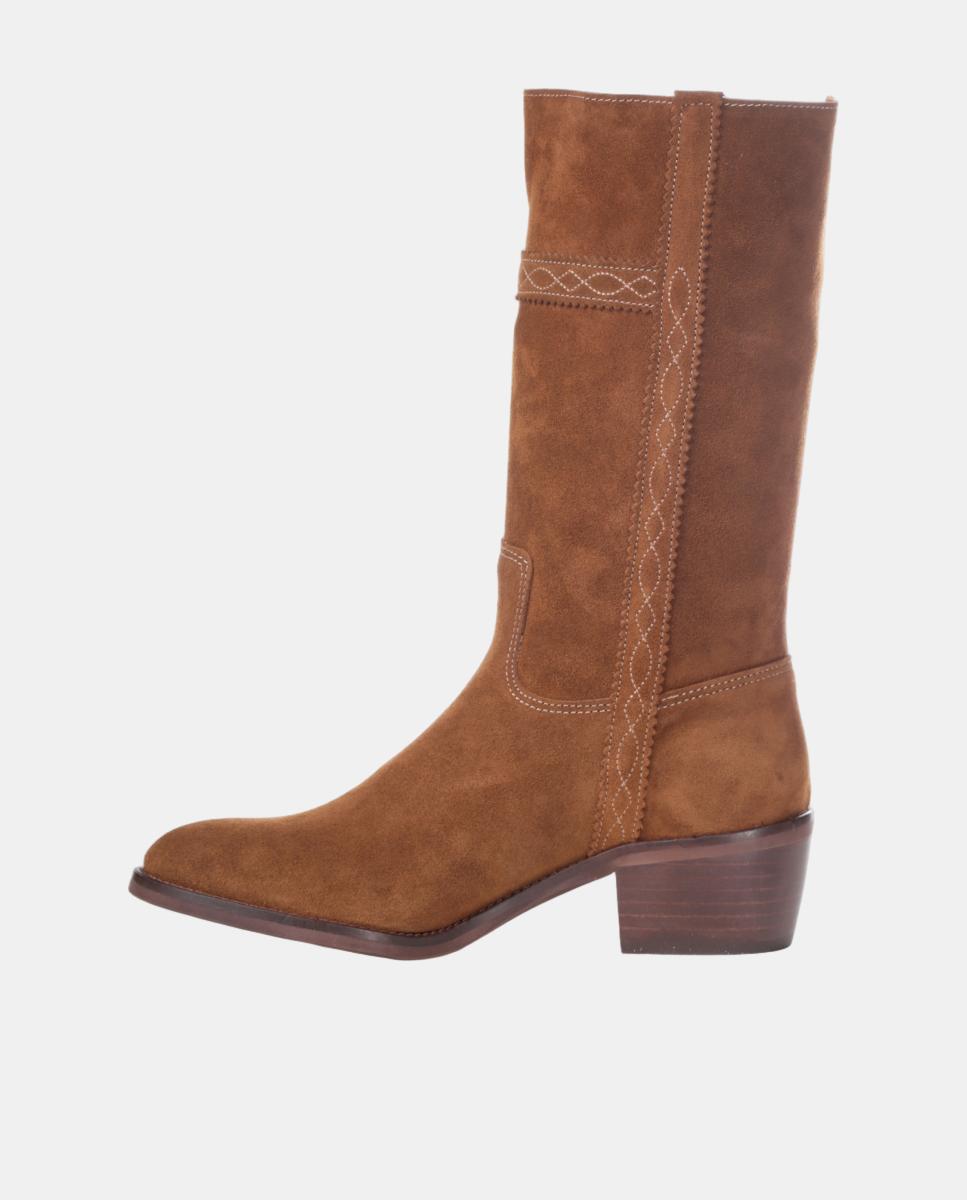 Bota campera mujer con bordados en tiras. - Dakota Boots - Marrón topo Marrón topo-15