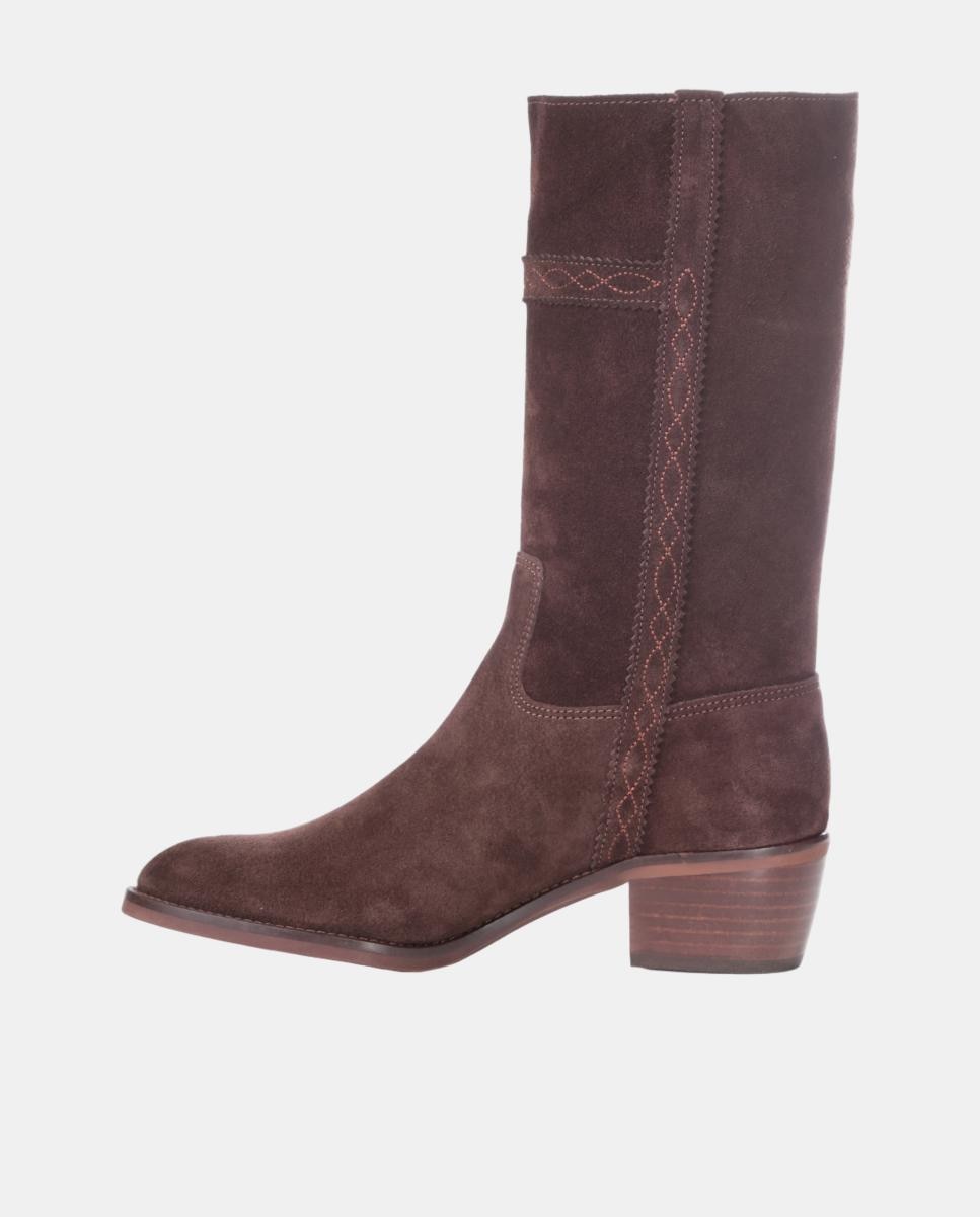 Bota campera mujer con bordados en tiras. - Dakota Boots - Marrón oscuro Marrón oscuro-2