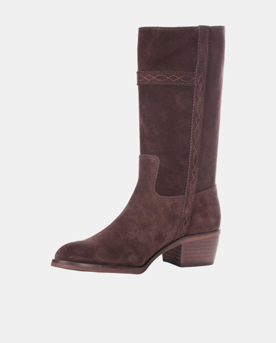 Bota campera mujer con bordados en tiras. - Dakota Boots - Marrón oscuro Marrón oscuro-15