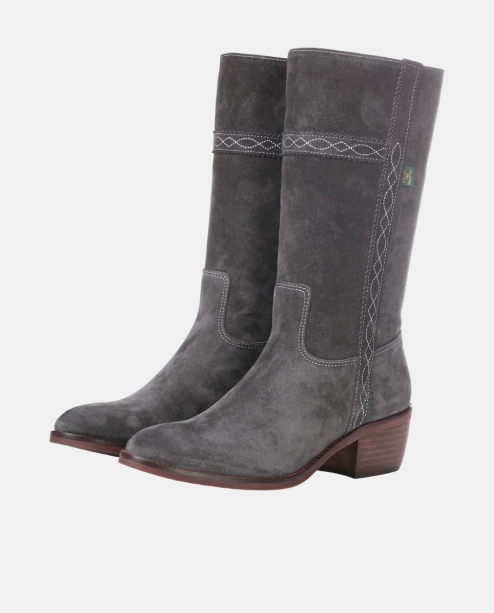 Botins com Bordados em Tiras. Cinzentos-6