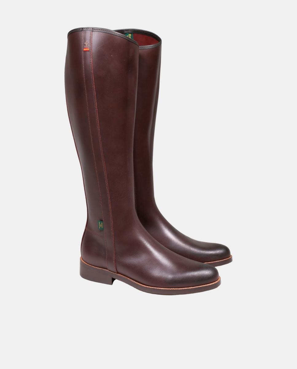 Botins de Montar em Pele com Fecho de Correr Castanho-escuro-2