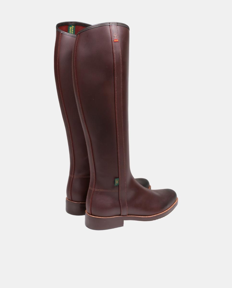 Botins de Montar em Pele com Fecho de Correr Castanho-escuro-3
