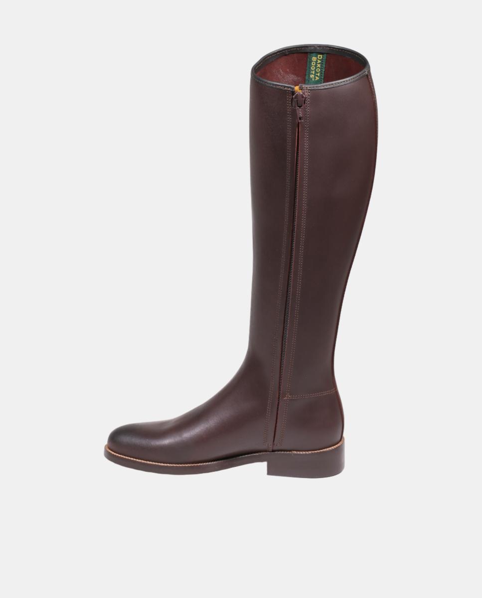 Botins de Montar em Pele com Fecho de Correr Castanho-escuro-5