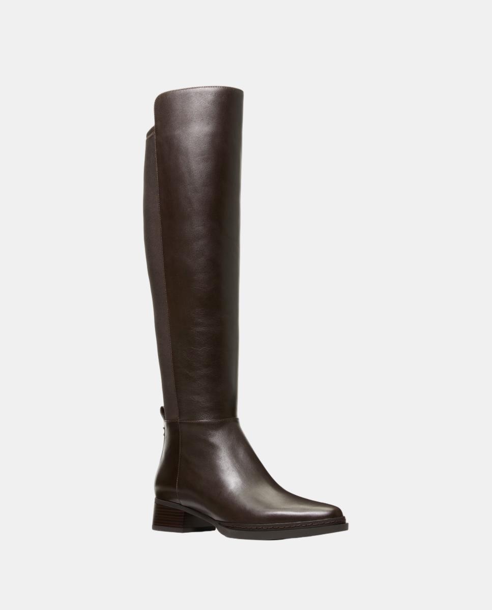 Botas Altas Lex com Fecho de Correr Lateral e Salto de Bloco Castanho-chocolate-2