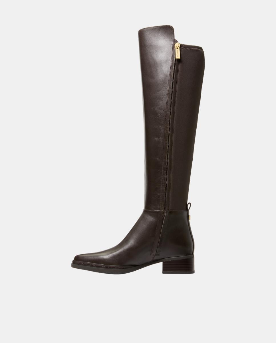 Botas Altas Lex com Fecho de Correr Lateral e Salto de Bloco Castanho-chocolate-3