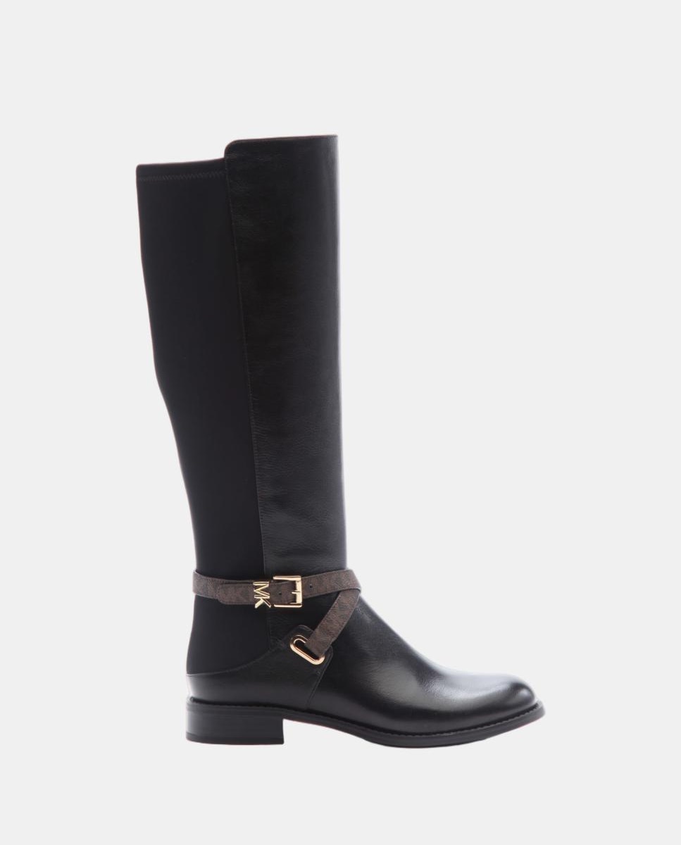 Imagem 0 de Botas Altas Rasas Rachel com Tiras Cruzadas com Detalhe de Logótipo MK - Cor de Chocolate