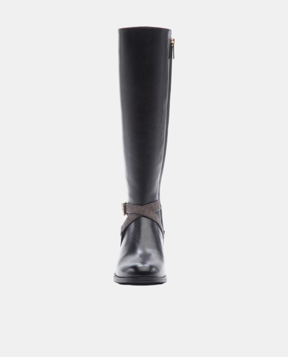 Botas altas planas Rachel de mujer con tiras cruzadas con detalle de logotipo MK chocolate - Michael Michael Kors - Negro Negro-2