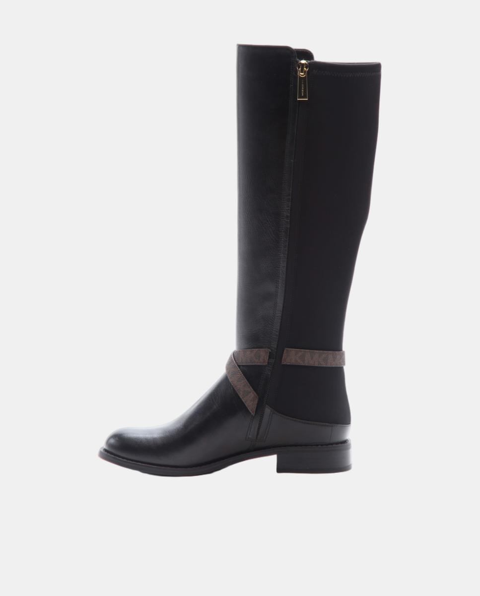 Botas altas planas Rachel de mujer con tiras cruzadas con detalle de logotipo MK chocolate - Michael Michael Kors - Negro Negro-3