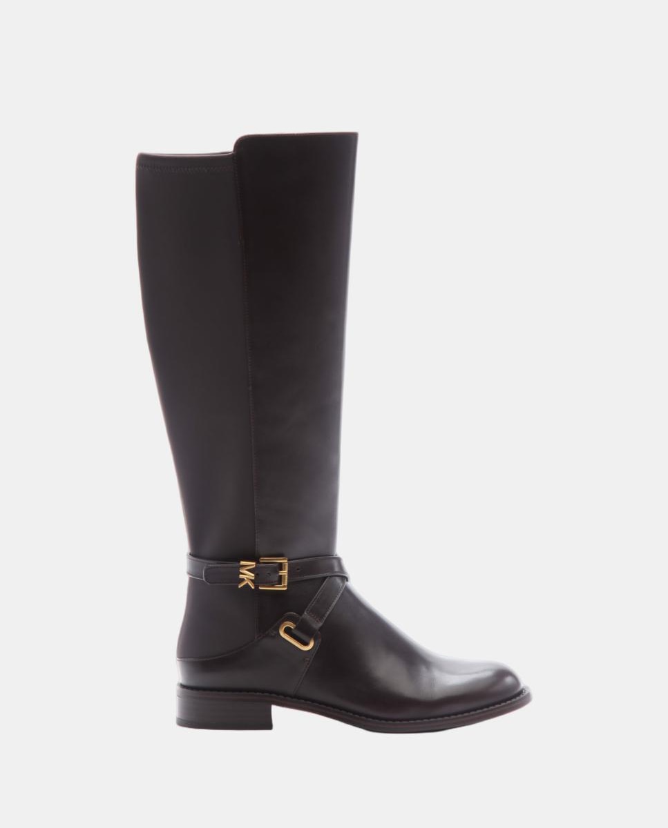Imagem 0 de Botas Altas Rasas Rachel com Tiras Cruzadas e Detalhes MK - Dourado