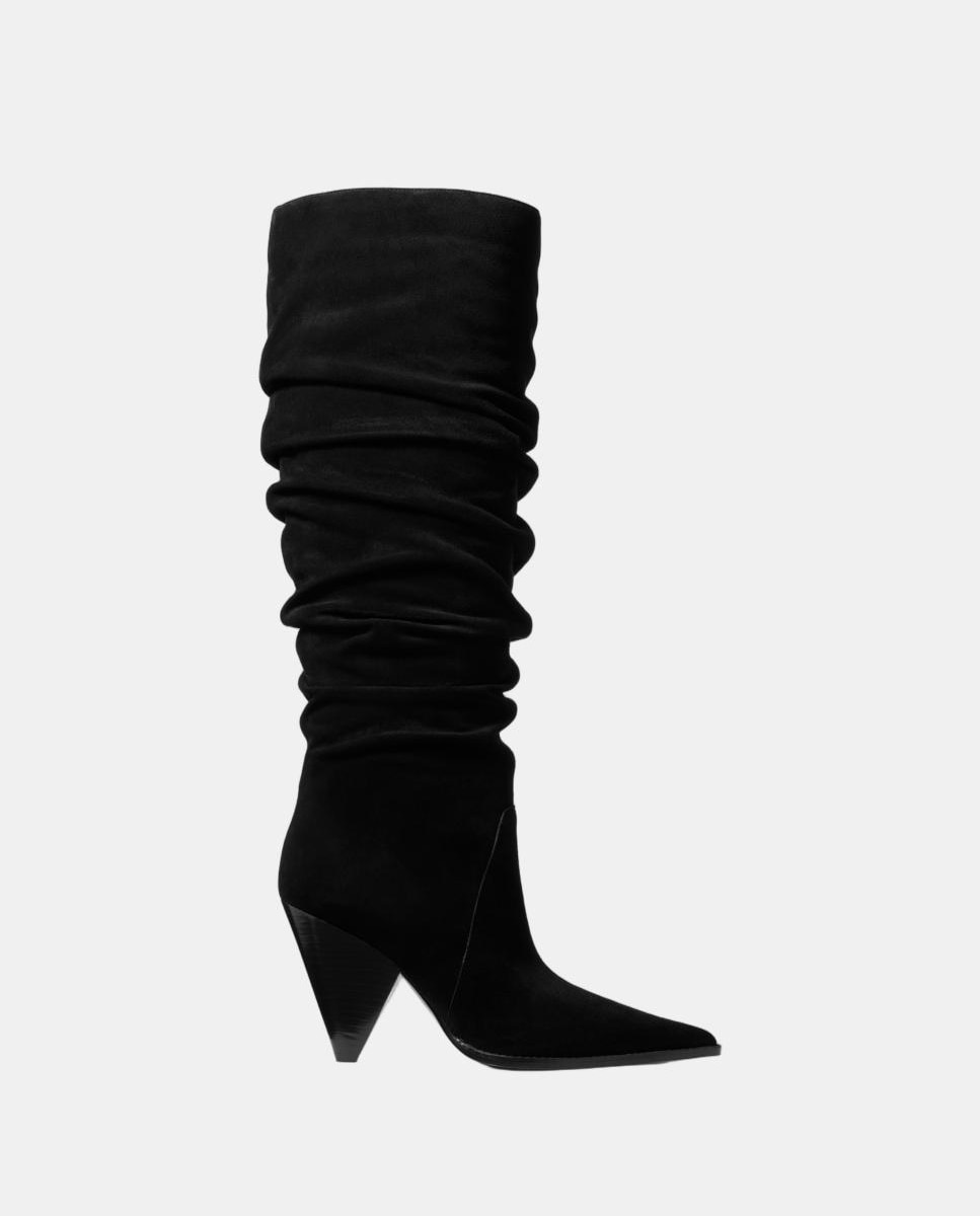 Botas altas arrugadas Jayla de ante con tacón geométrico - Michael Michael Kors - Negro Negro-1