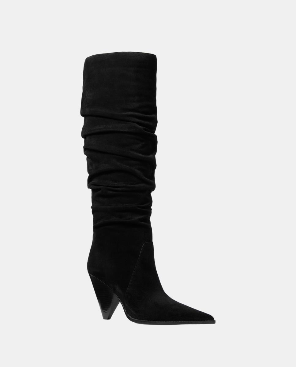 Botas altas arrugadas Jayla de ante con tacón geométrico - Michael Michael Kors - Negro Negro-2