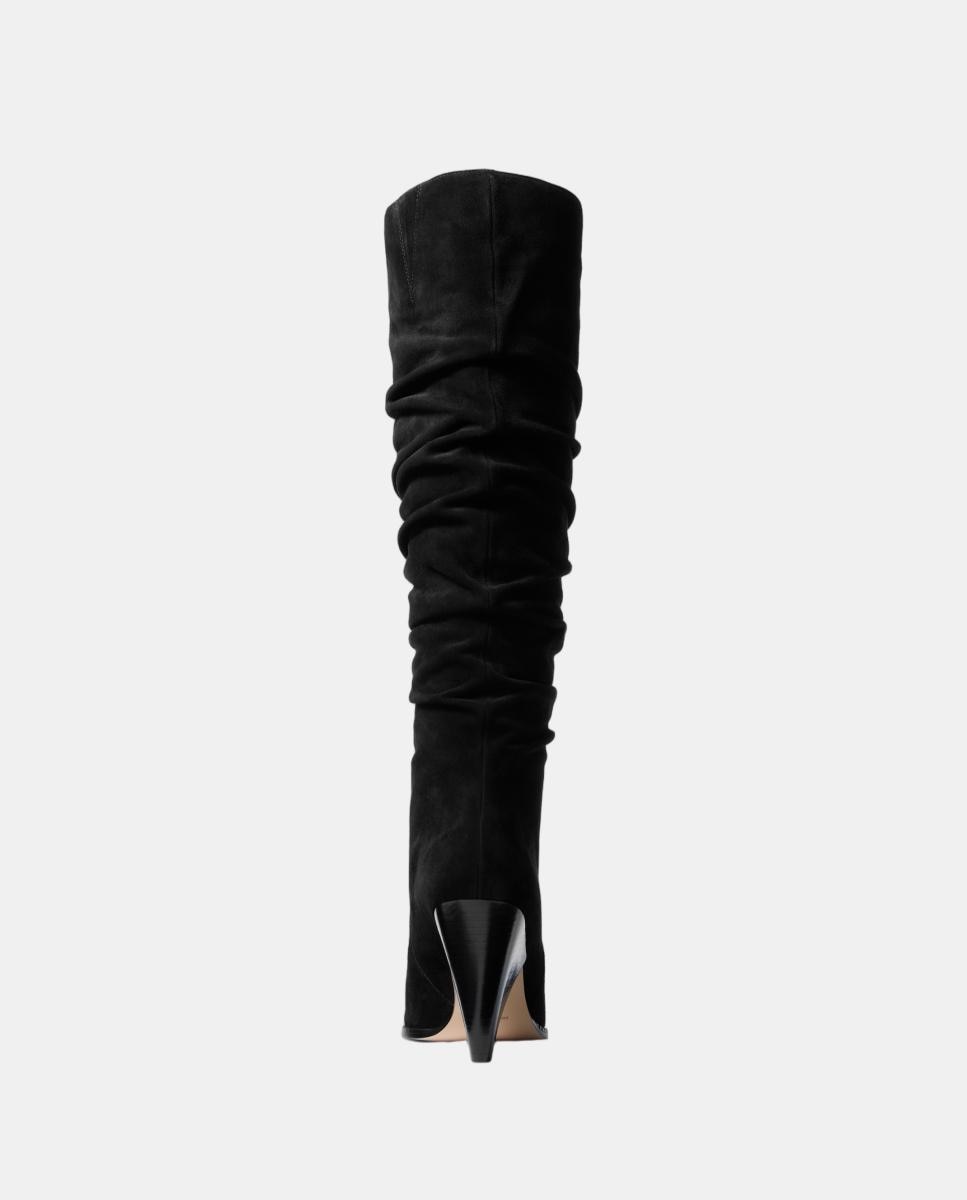 Botas altas arrugadas Jayla de ante con tacón geométrico - Michael Michael Kors - Negro Negro-3