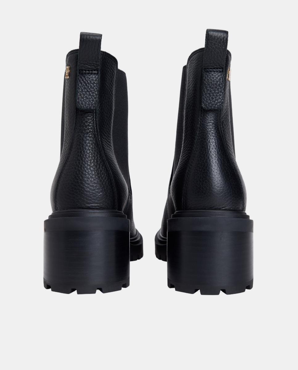 Botins em pele com tacão Preto-4