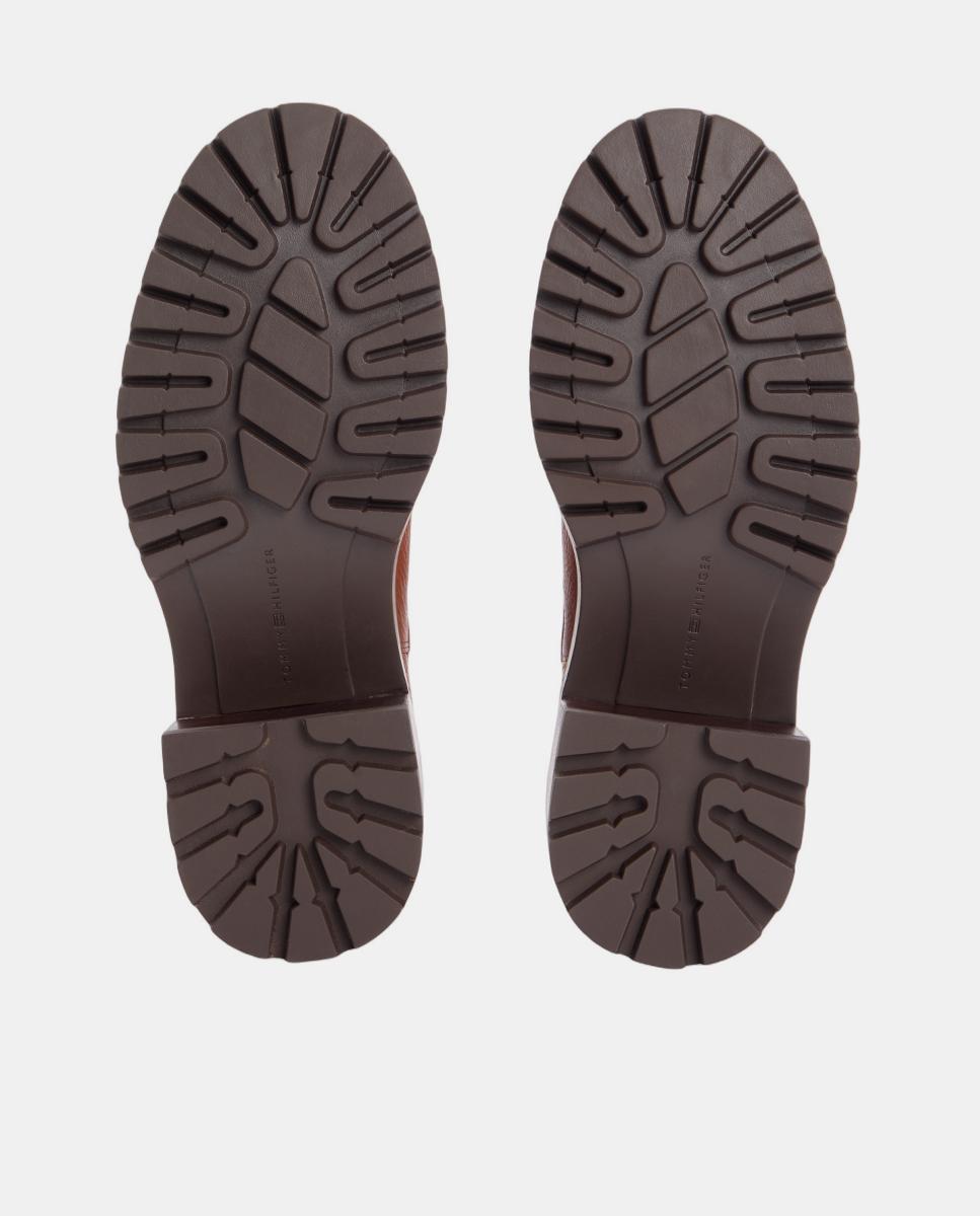 Botins em pele com tacão Castanho caramelo-7