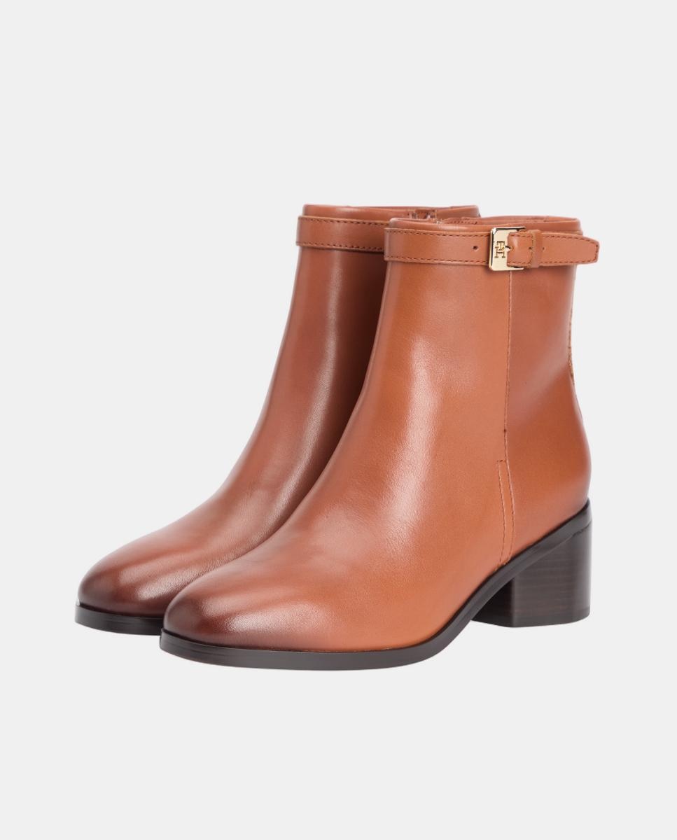 Botins Chelsea em Pele com Salto Castanho caramelo-2