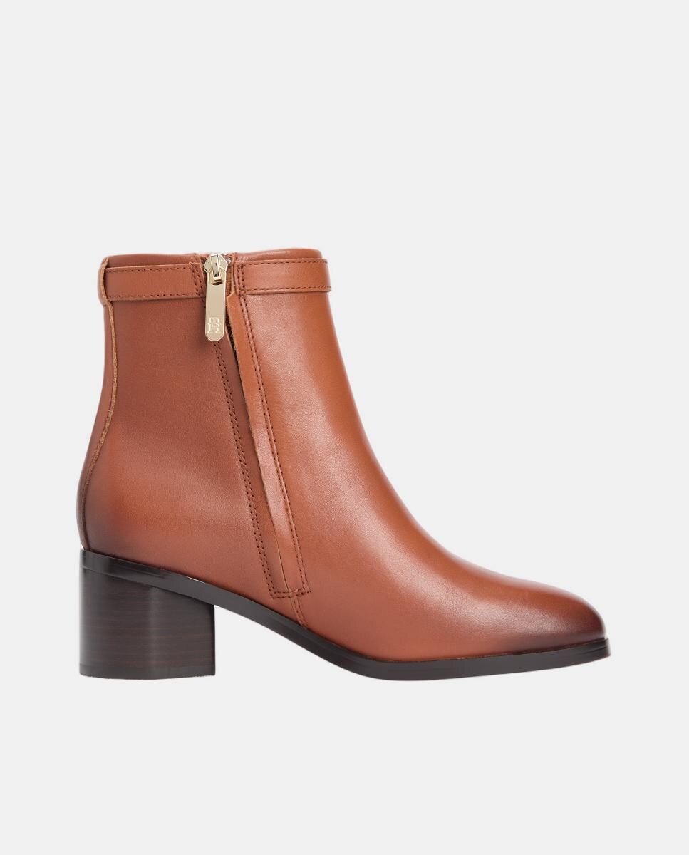 Botins Chelsea em Pele com Salto Castanho caramelo-3