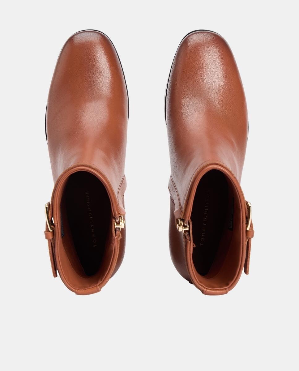 Botins Chelsea em Pele com Salto Castanho caramelo-5