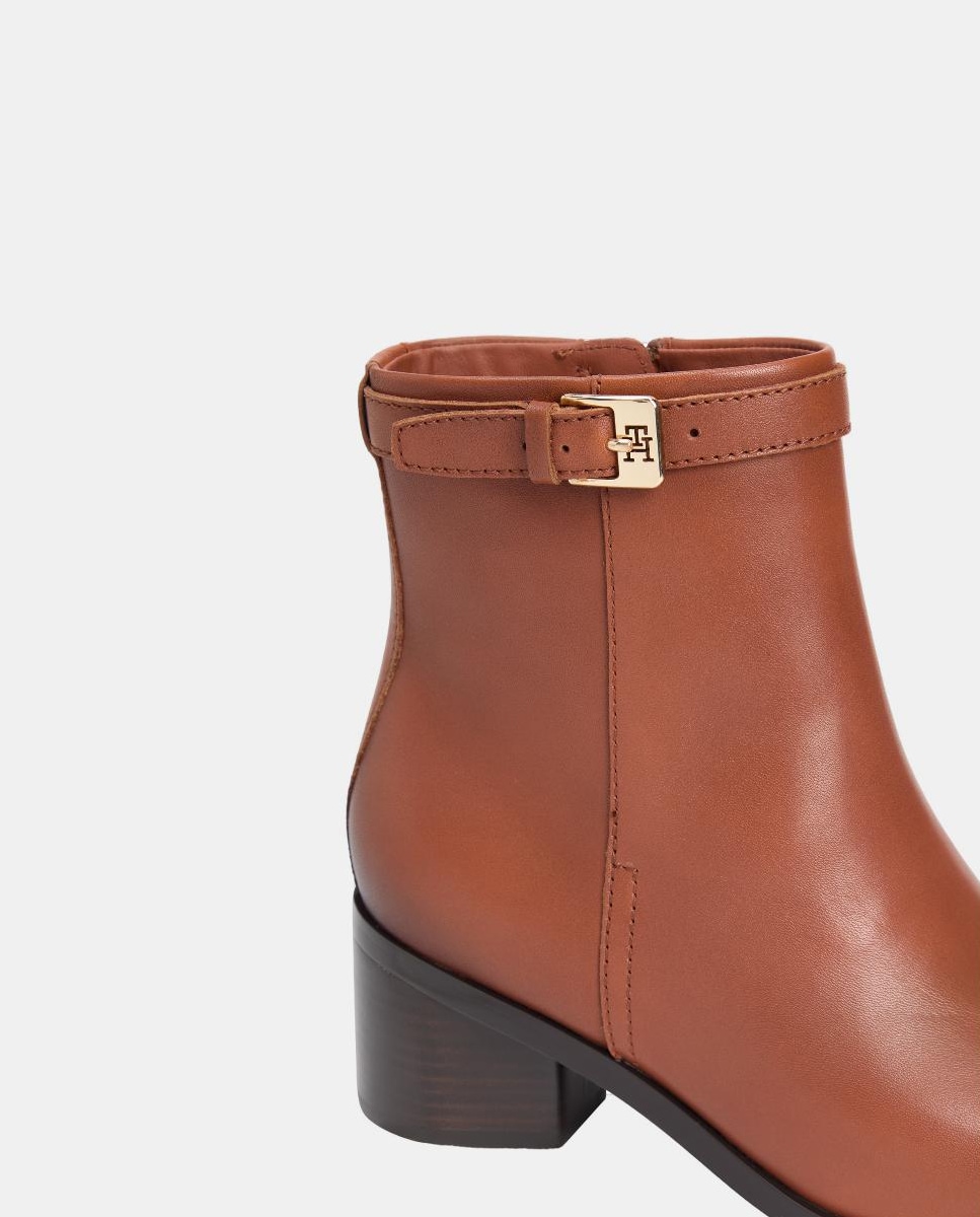 Botins Chelsea em Pele com Salto Castanho caramelo-6