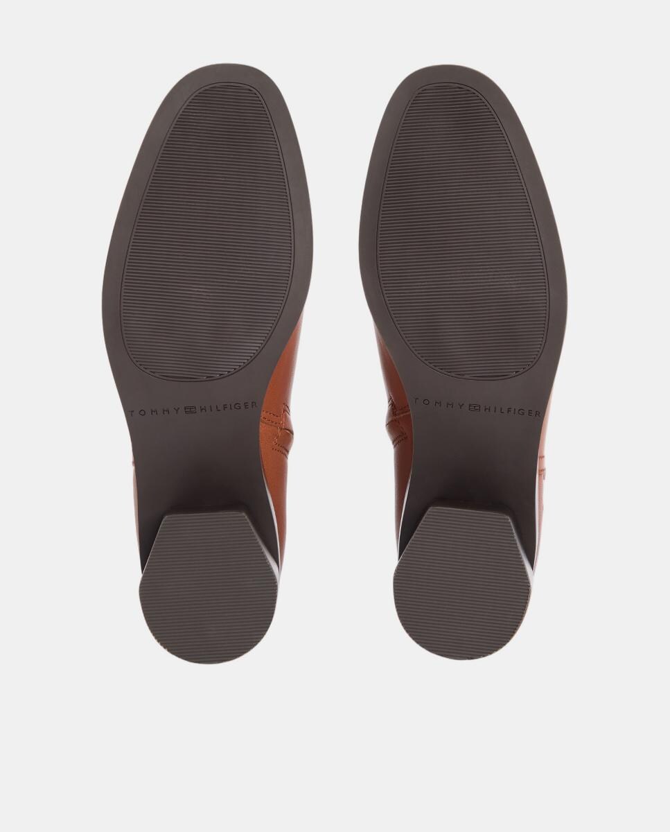 Botins Chelsea em Pele com Salto Castanho caramelo-7