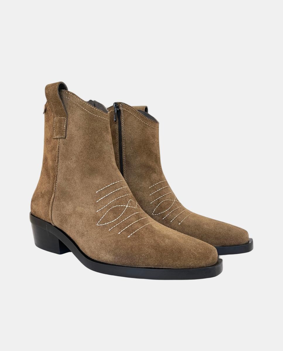 Botins em Croute com Salto Cowboy Couro-2