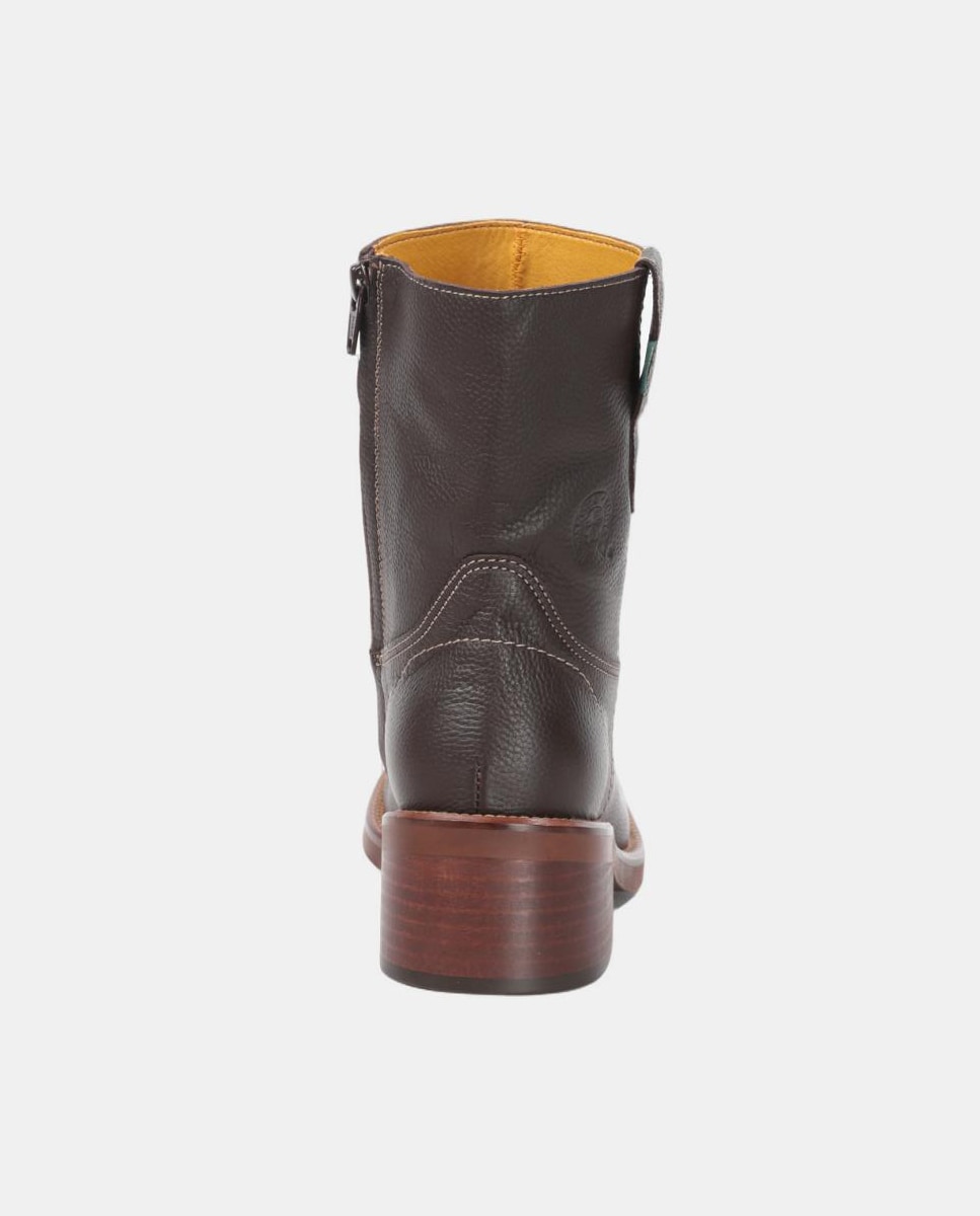 Botin liso tacón de mujer en piel y con cremallera - Dakota Boots - Marrón oscuro Marrón oscuro-5