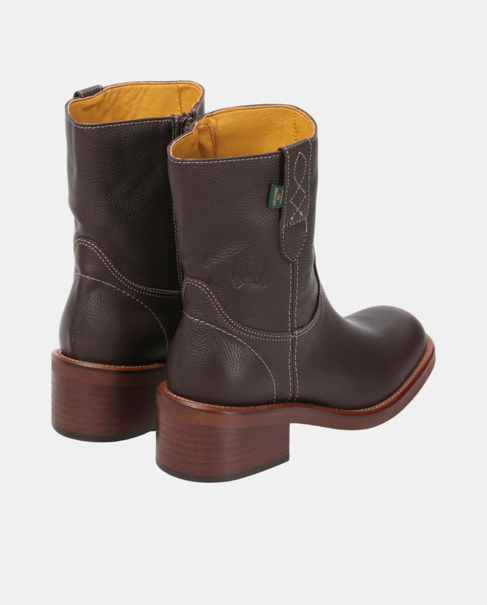 Botin liso tacón de mujer en piel y con cremallera - Dakota Boots - Marrón oscuro Marrón oscuro-6