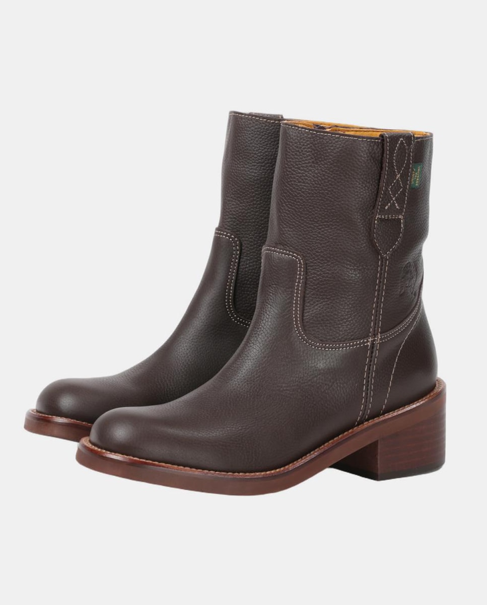 Botin liso tacón de mujer en piel y con cremallera - Dakota Boots - Marrón oscuro Marrón oscuro-7