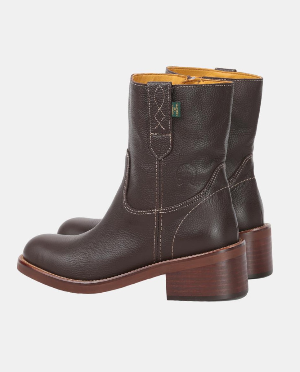 Botin liso tacón de mujer en piel y con cremallera - Dakota Boots - Marrón oscuro Marrón oscuro-8
