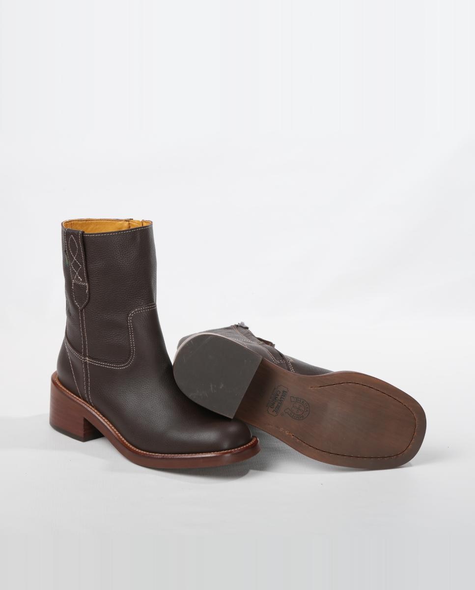 Botin liso tacón de mujer en piel y con cremallera - Dakota Boots - Marrón oscuro Marrón oscuro-10