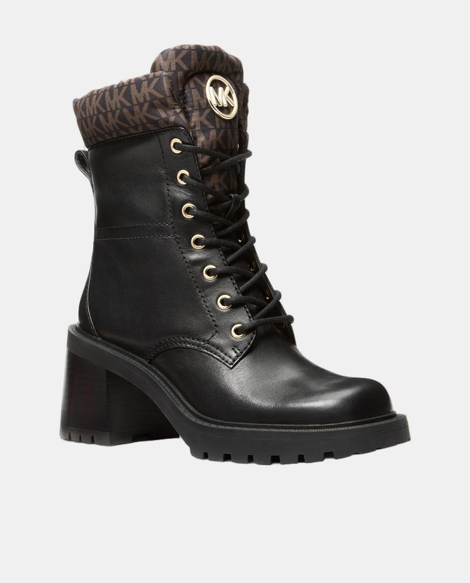 Botins de Tacão com Atacadores Pretos-2