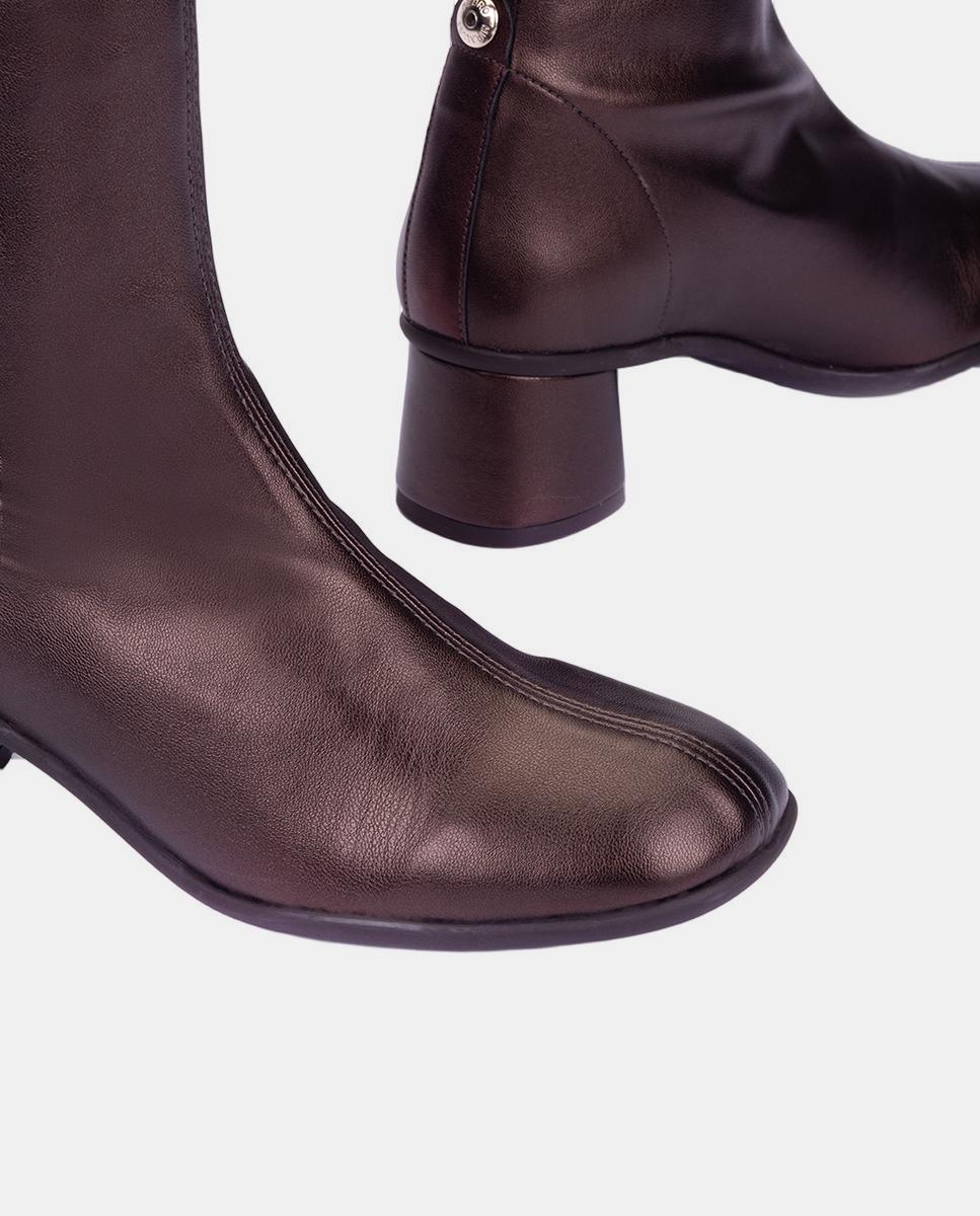 Botins com Salto de Bloco Castanho-4