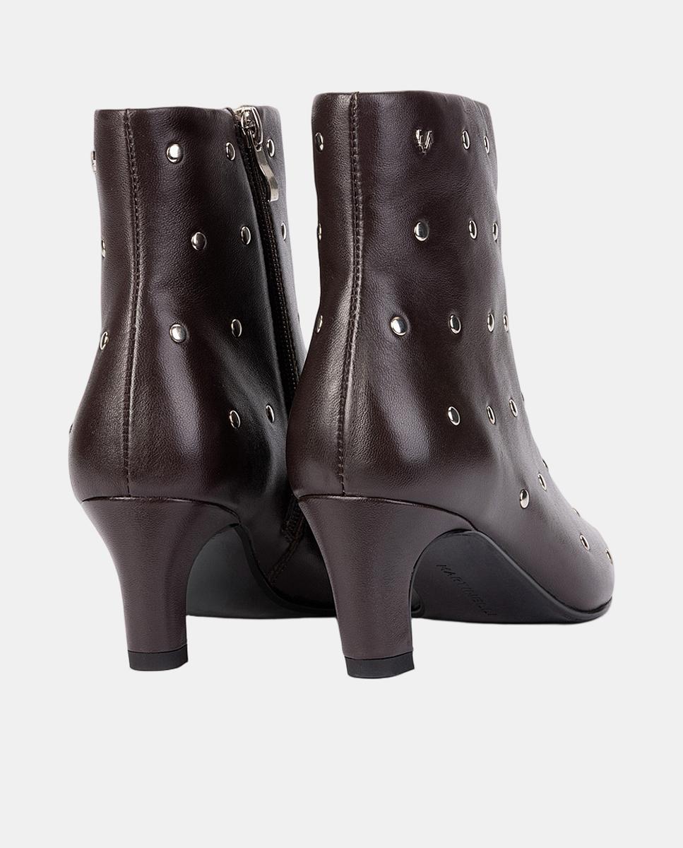 Botins em Pele com Tachas Vermelho/Grená-2